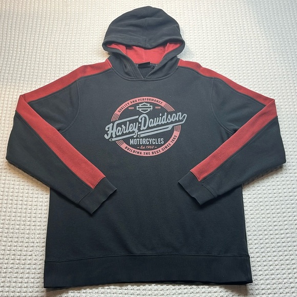 Harley Davidson Hoodie Black And Maroon Men's Medium Logo Pre Owned - Picture 1 of 12